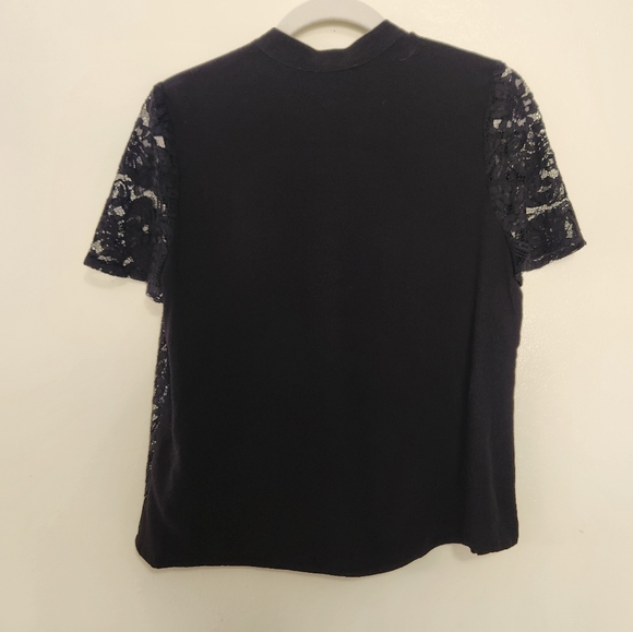 Corly Floral Lace Button Down Blouse Black 4 - Picture 4 of 8